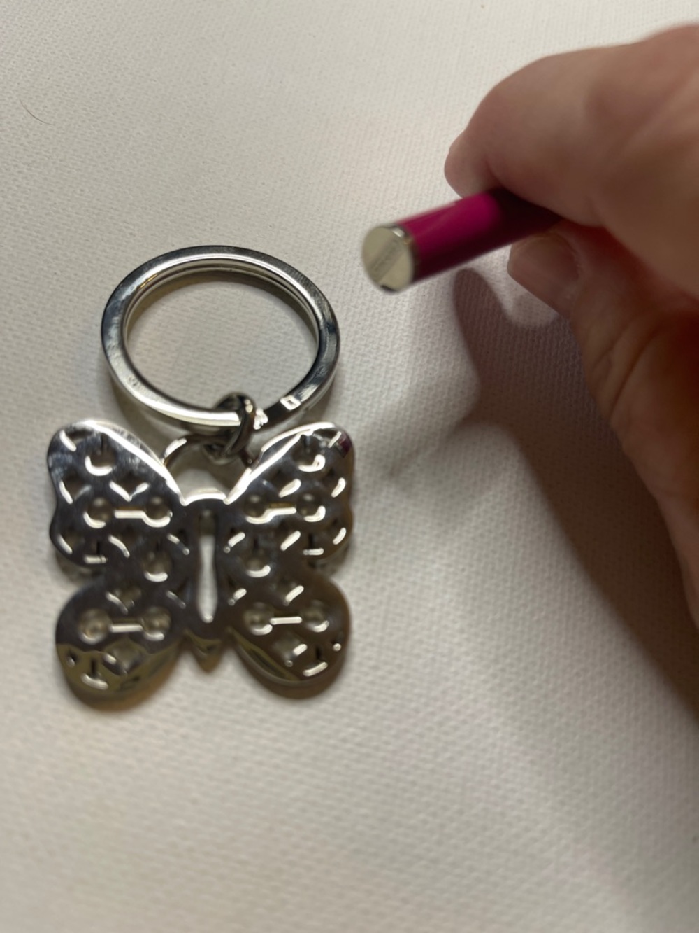 Coach Pink Butterfly Keychain and Pink Coach Pen with Silver Accents - Picture 5 of 7